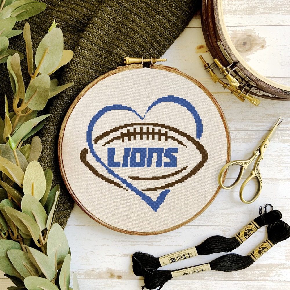 Detroit Lions Football Counted Cross Stitch Pattern Chart‎ - Picture 3 of 6